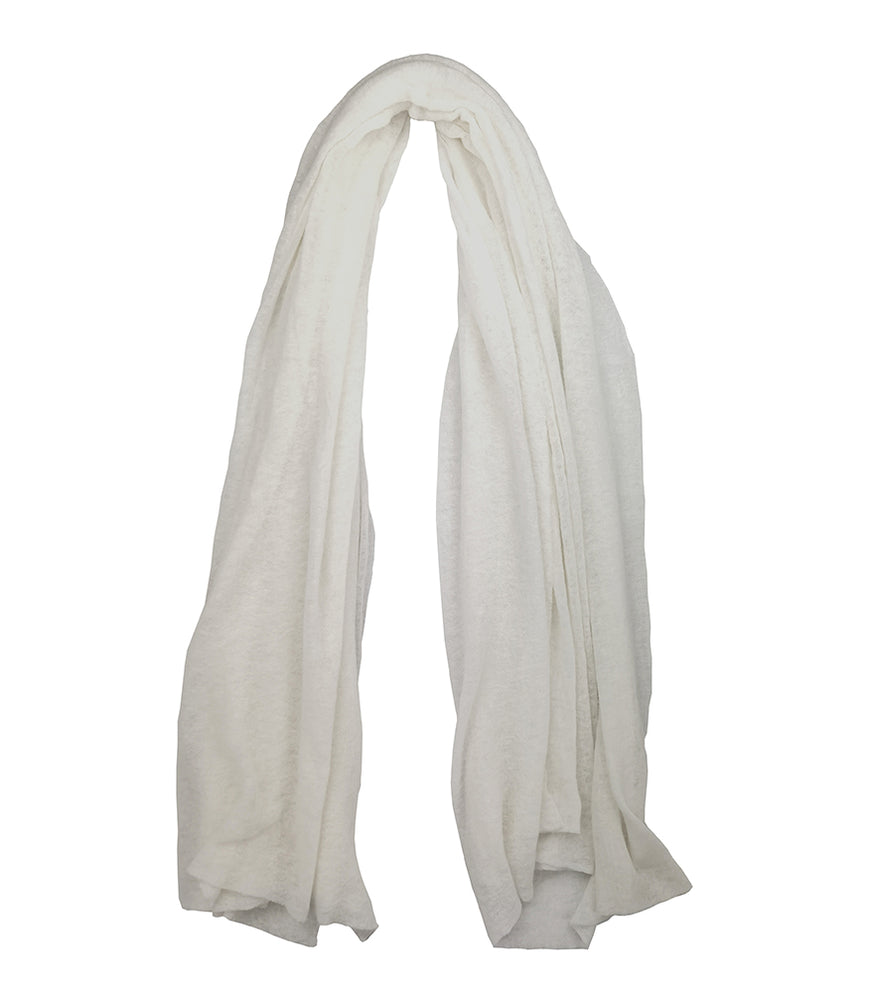 White Small Cashmere Plain Scarf