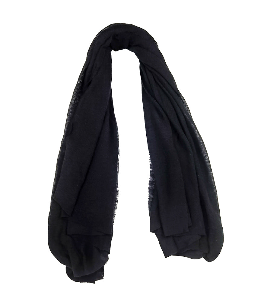 Black Large Cashmere Plain Stole