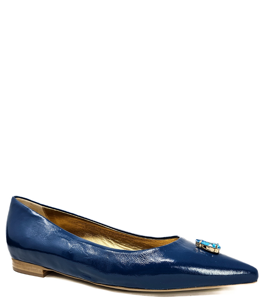 Maira Blue Pointy Ballet With Jewel