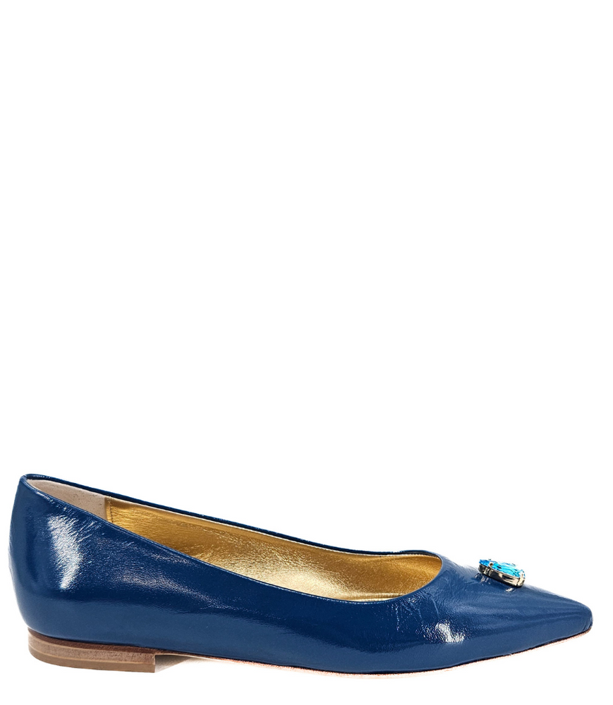 Maira Blue Pointy Ballet With Jewel