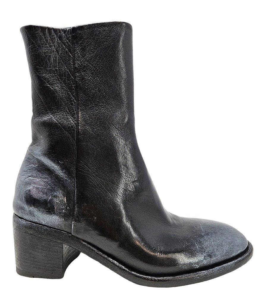 Black Hand Rubbed Ankle Boot