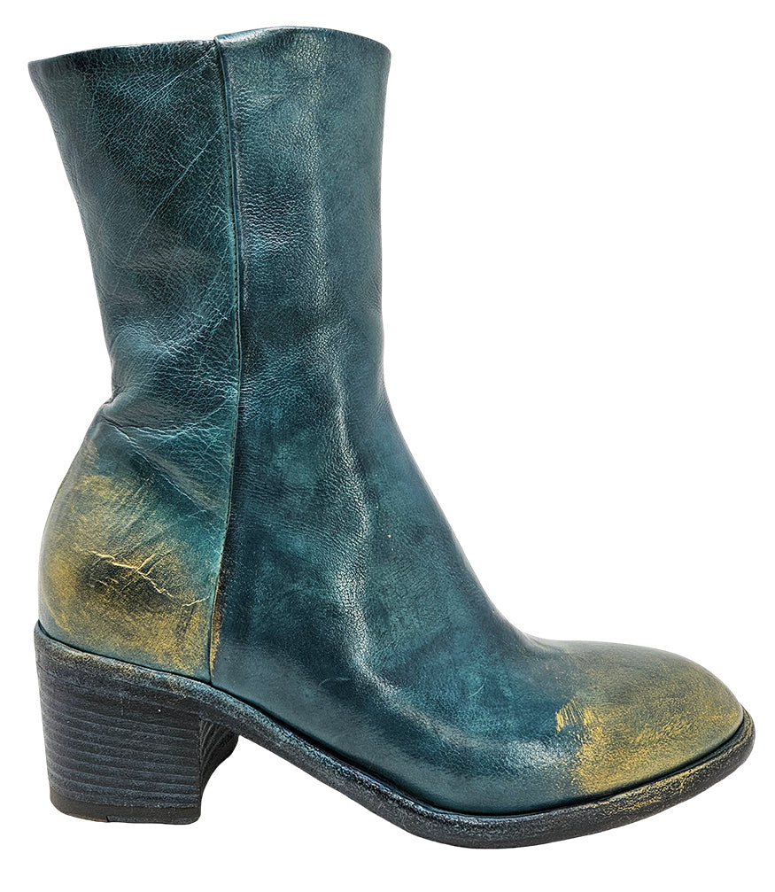 Teal Hand Rubbed Ankle Boot