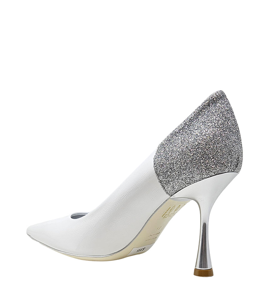 
                      
                        Alena White/Silver High Heel Glitter Pump
                      
                    