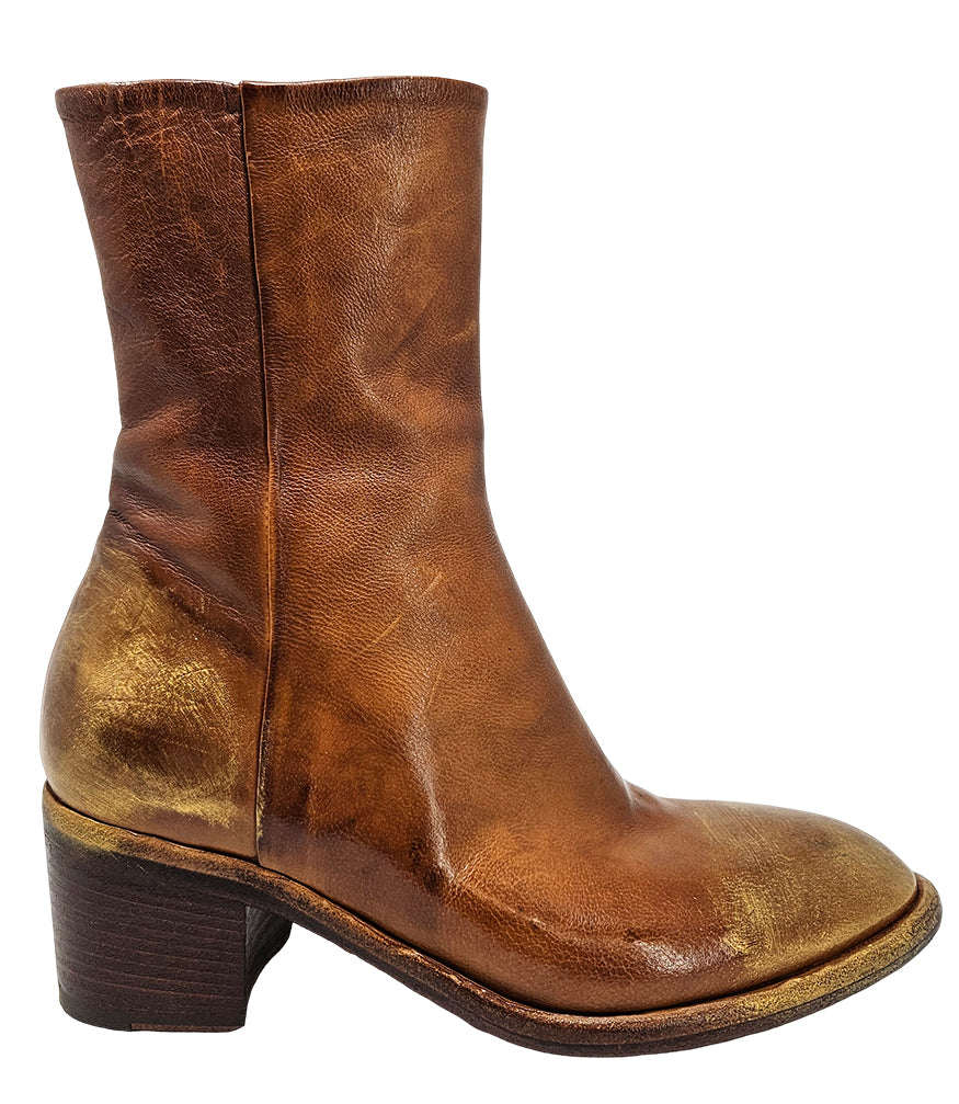 Cognac Hand Rubbed Ankle Boot