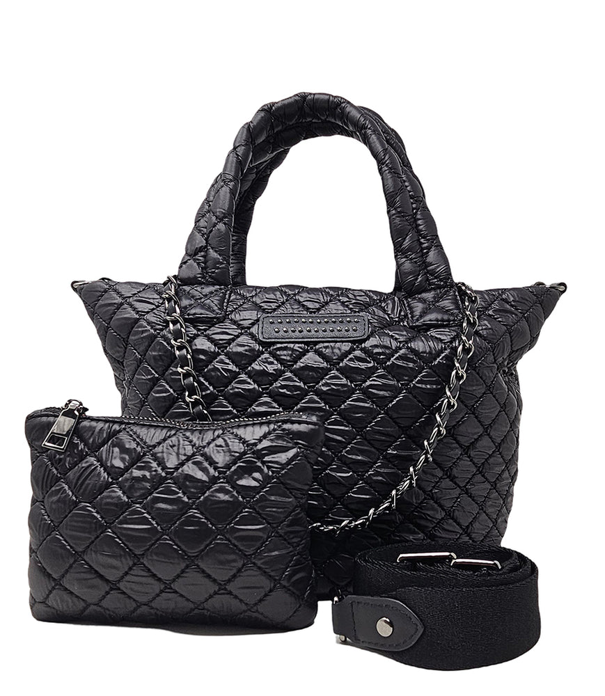 
                      
                        Jade Black Small Quilted Tote
                      
                    