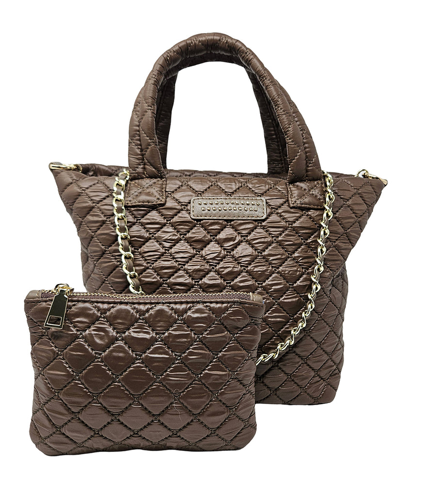 
                      
                        Jade Brown Small Quilted Tote
                      
                    