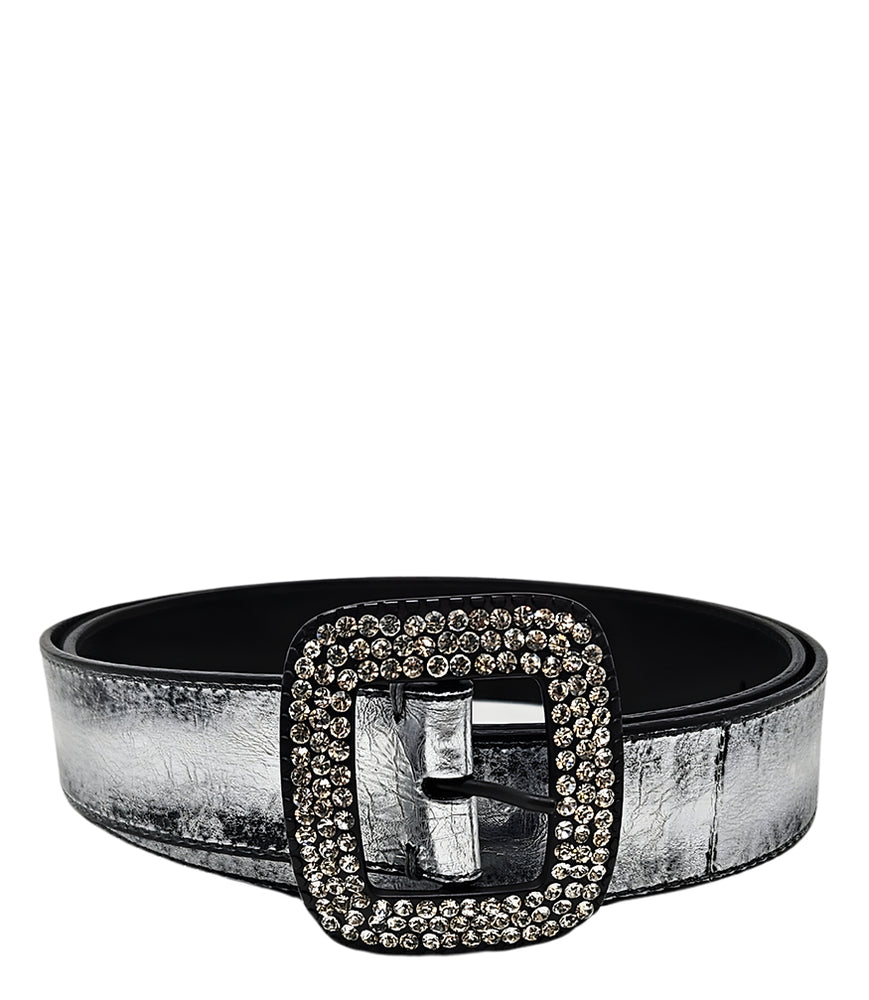 
                      
                        Silver Metallic Leather Belt
                      
                    