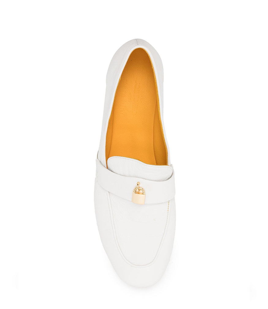 White shops flat loafers