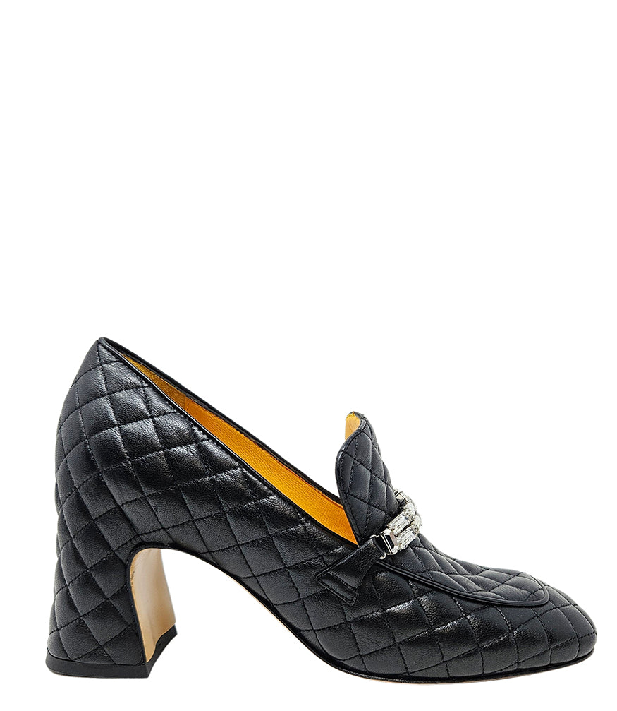 Black Leather Quilted Loafer
