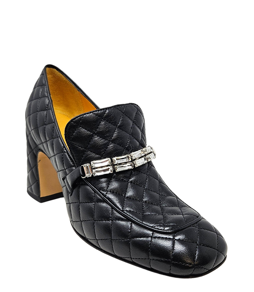 Madison Maison Black Leather Quilted Loafer 40 Black MD100