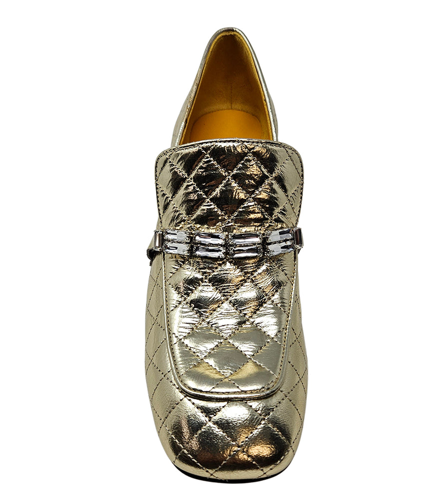 
                      
                        Gold Leather Quilted Loafer
                      
                    