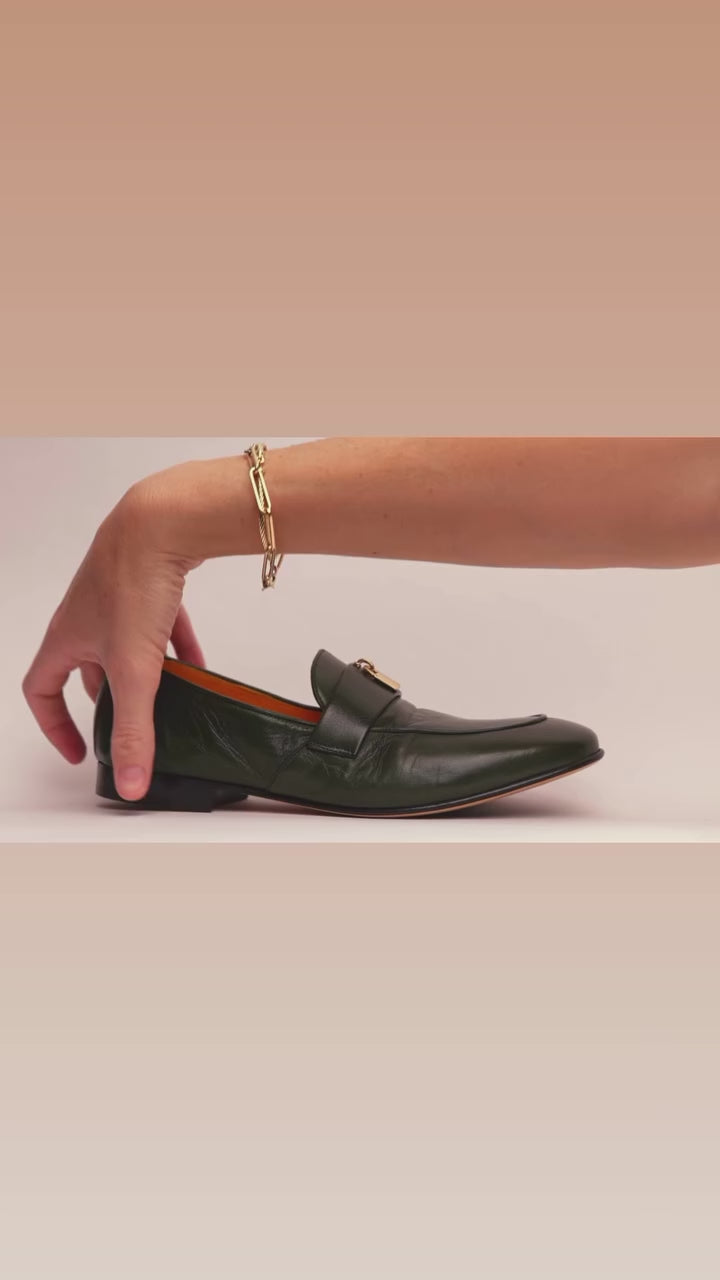 Black Leather Square Toe Loafer