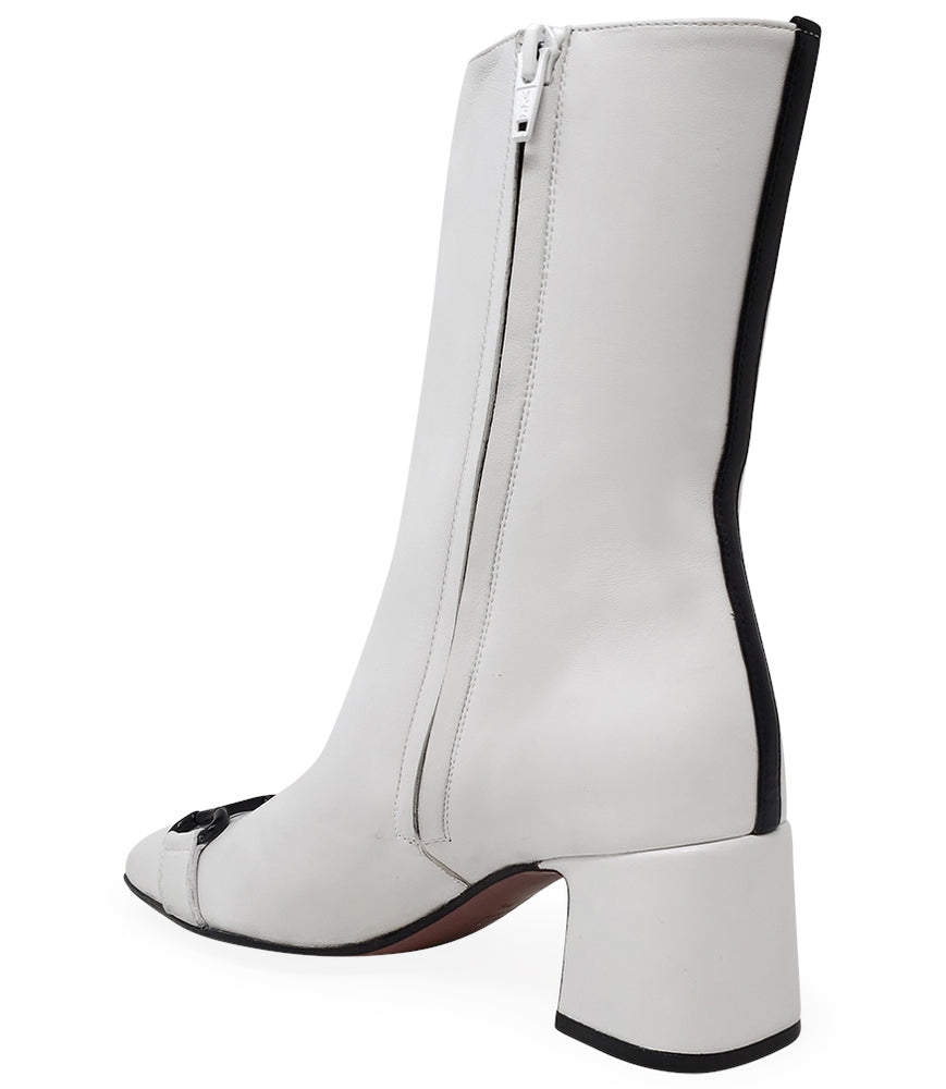 
                      
                        White Leather Back Stripe Boot
                      
                    
