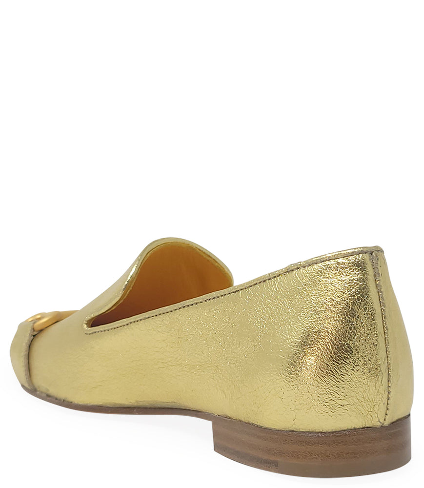 
                      
                        Gold Square Toe Loafer
                      
                    