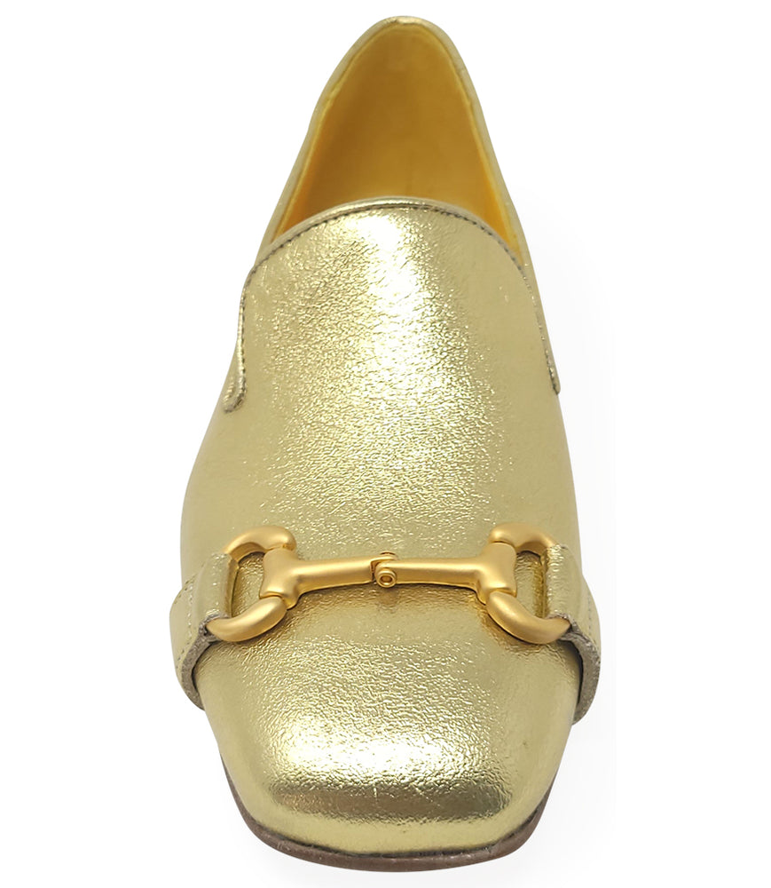 
                      
                        Gold Square Toe Loafer
                      
                    