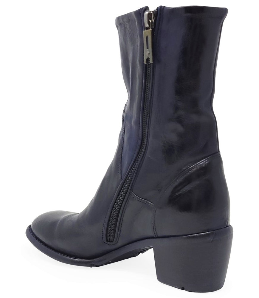 
                      
                        Navy Leather Mid Calf Boot
                      
                    