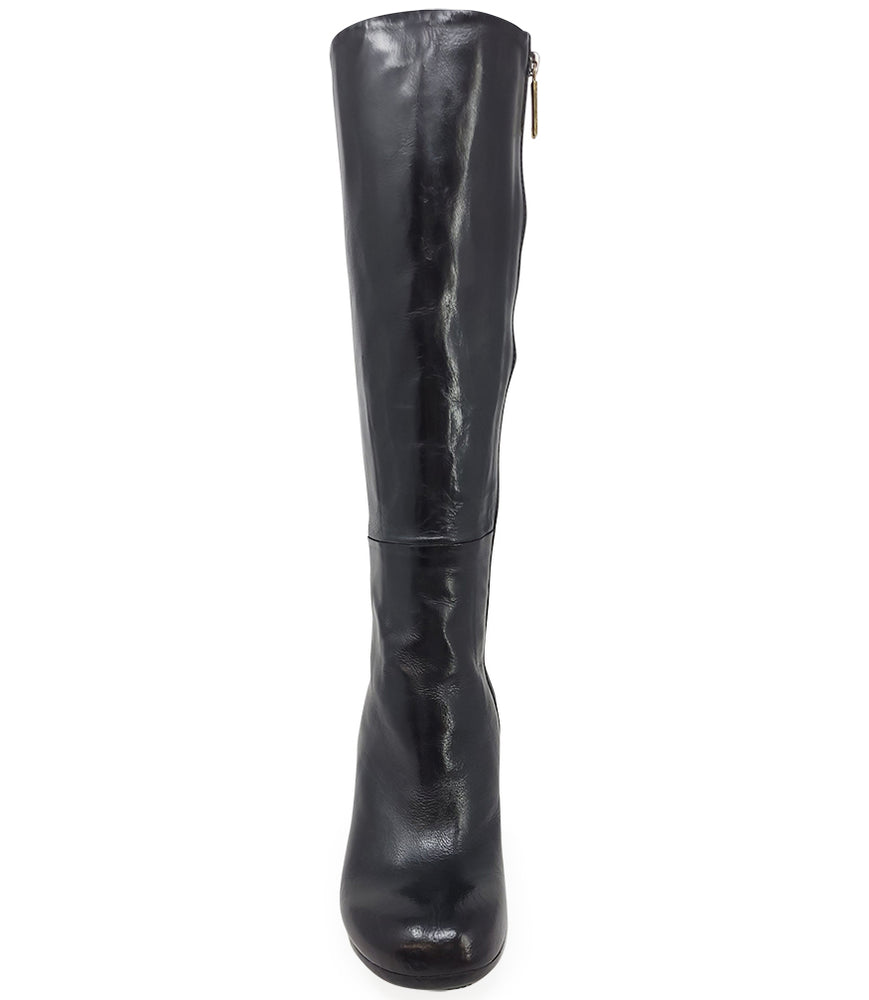 
                      
                        Black Leather Round Toe Knee High Boot
                      
                    
