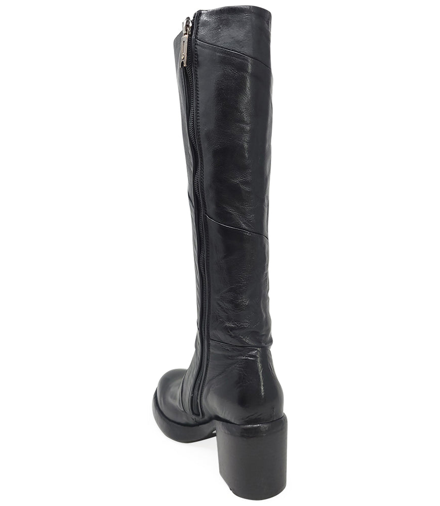 
                      
                        Black Leather Platform Knee High Boot
                      
                    