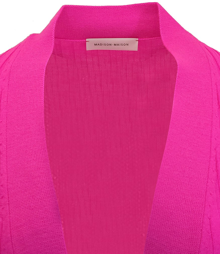 Madison Maison Pink Wool Ribbed Cardigan Dress - MADISON MAISON