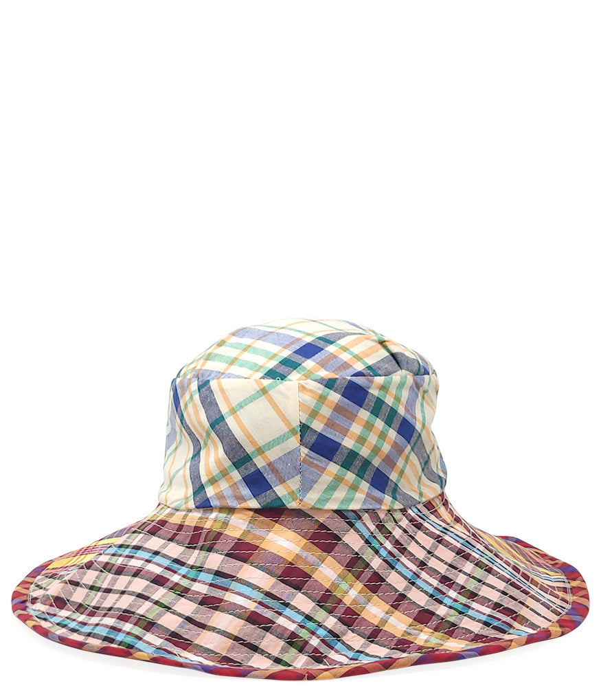 Madison Maison Multi Color Cotton Large Plaid Hat - MADISON MAISON