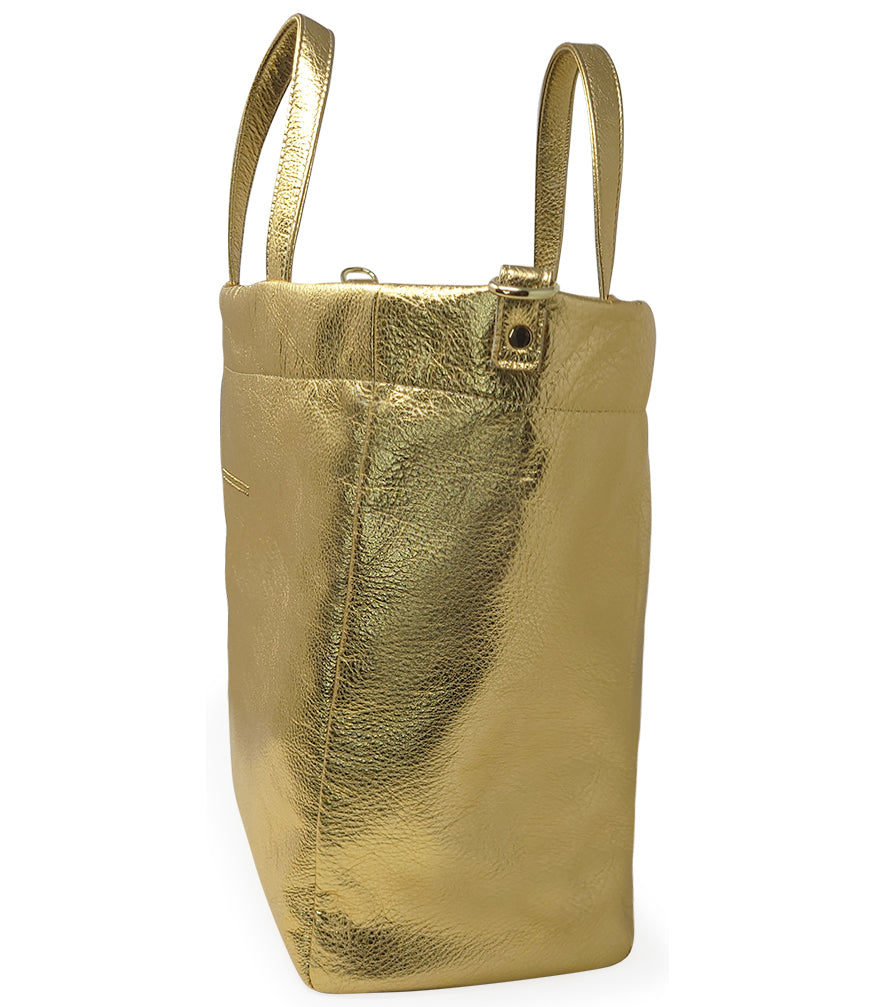 Gold metallic tote online bags