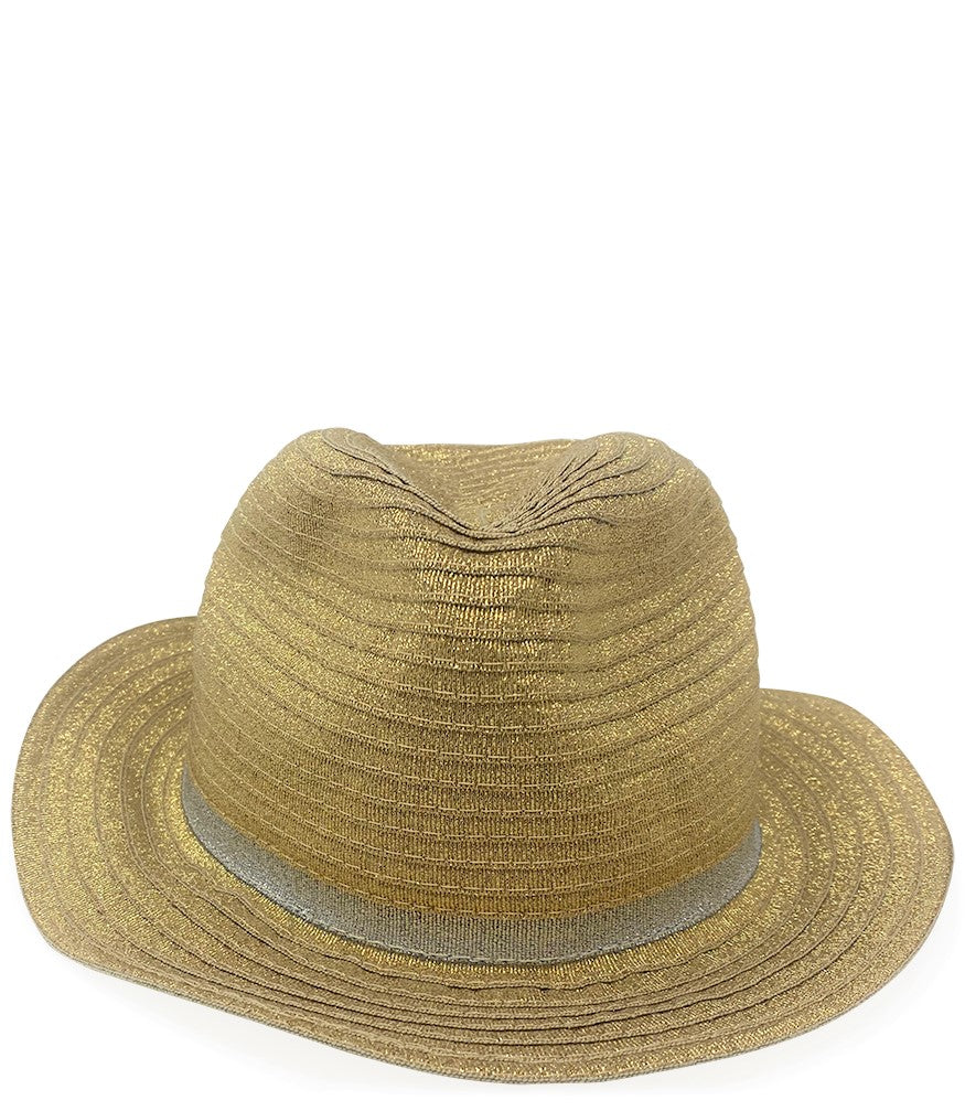 Gold Fedora With Silver Band
