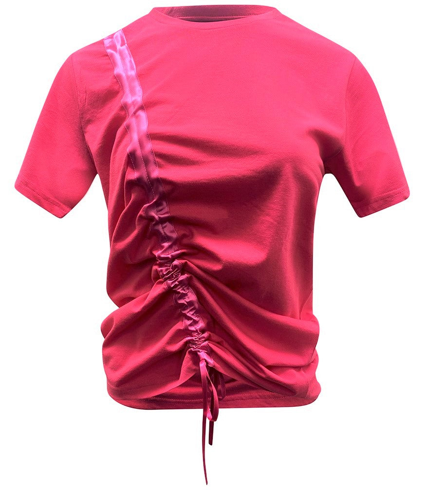 Fuchsia Drawstring T Shirt