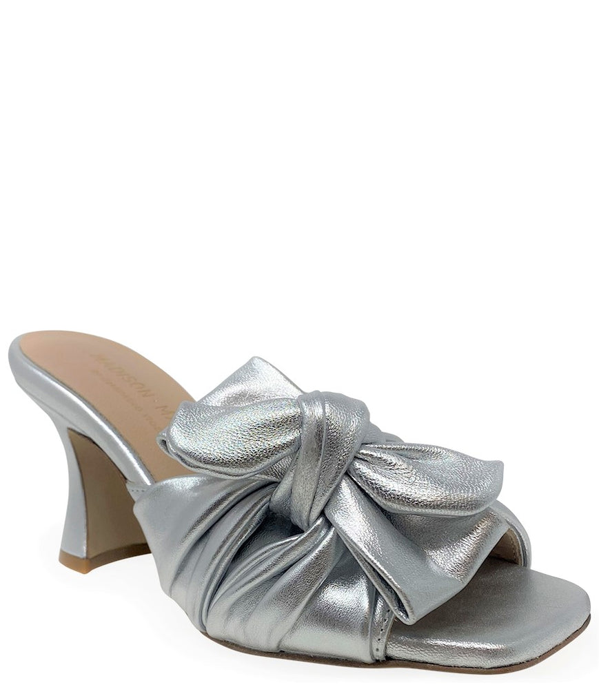 
                      
                        Silver Leather Bow Tie Mule
                      
                    