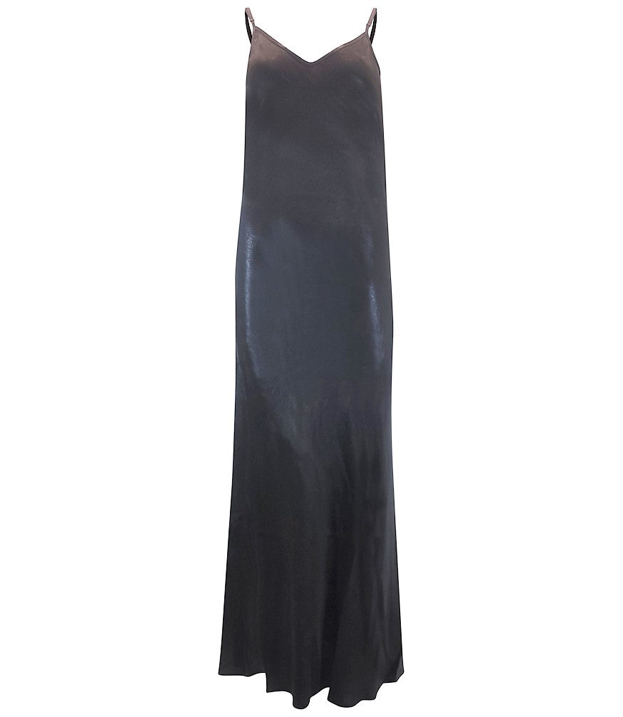 Black Laminated Slip Dress