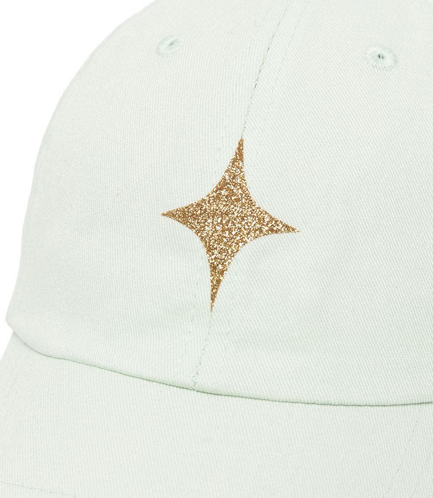 Gorra De Béisbol Verde Pastel Con Estrella Glitter