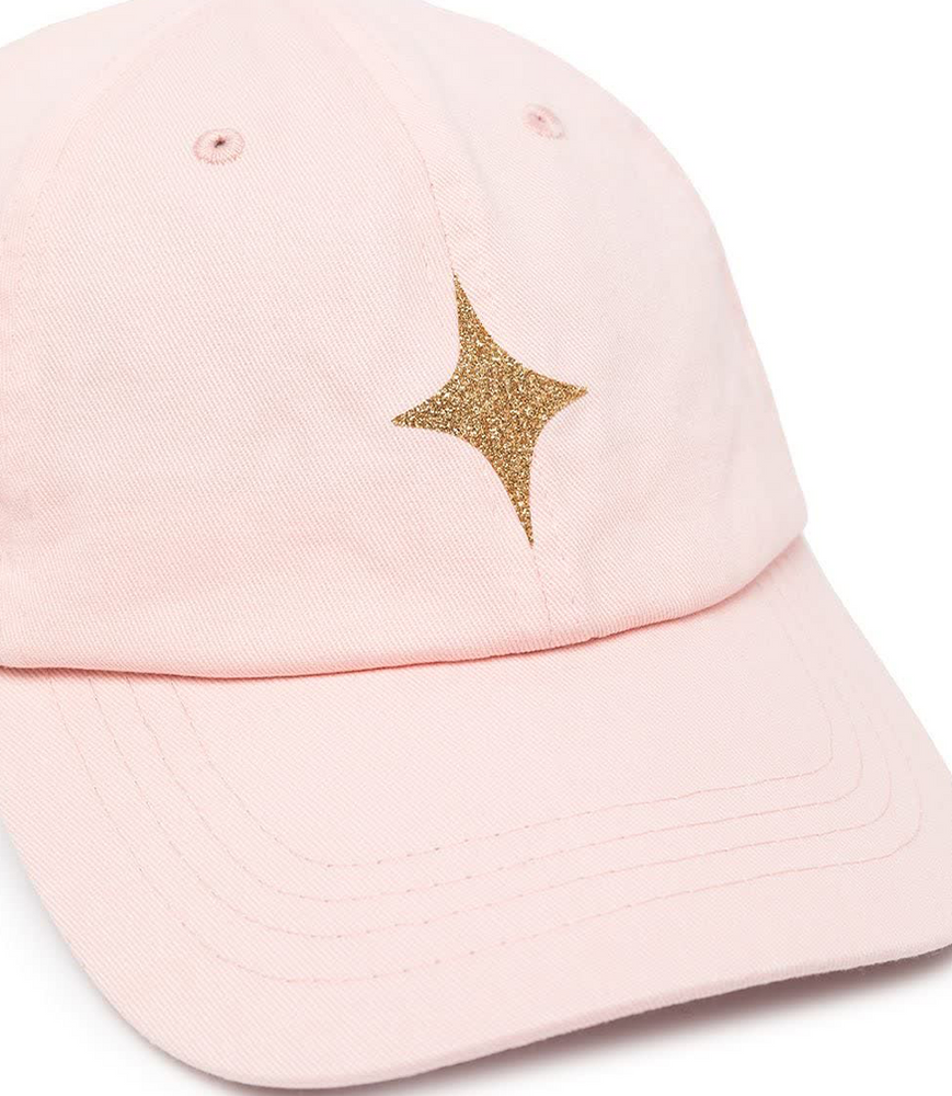 Gorra De Béisbol Rosa Pastel Con Estrella Glitter