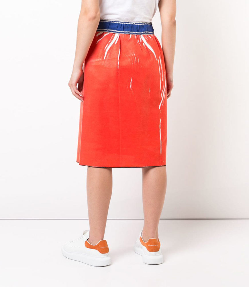 Red Wrap Straight Skirt - MADISON